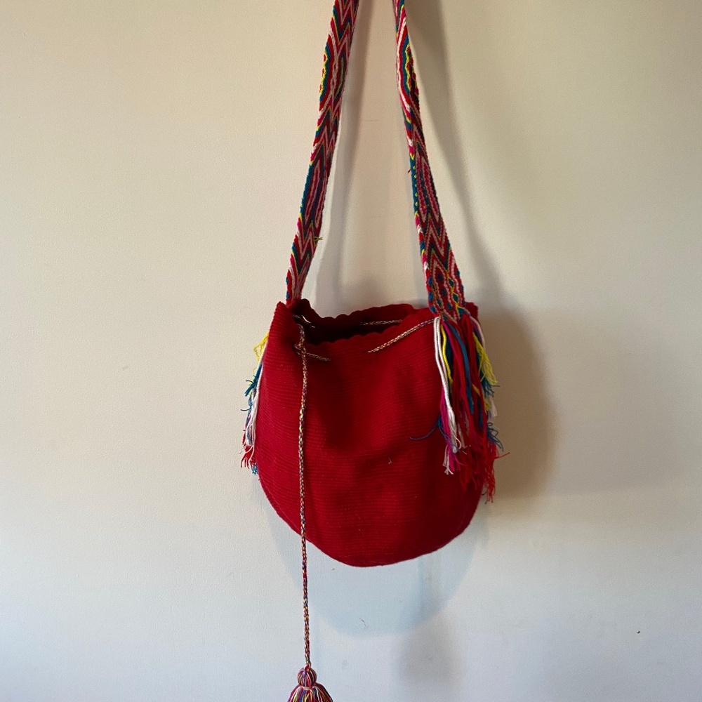 Handbag / Tote Peruvian Colorful With Fringe And Tassels, handmade in Peru